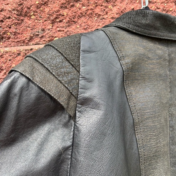 Vintage Leather Jacket Womens Large Maggie Lawrence Sport Edgy Moto Suede Button - Picture 9 of 12